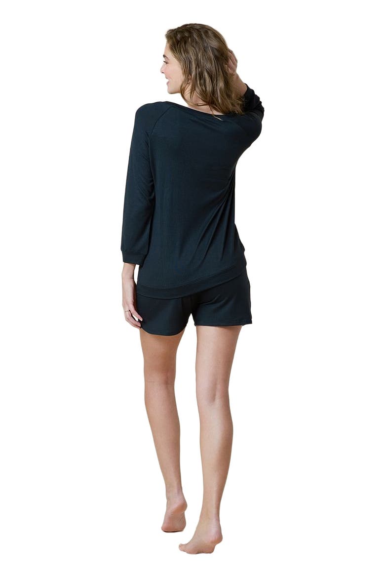 Dream 3/4 Sleeve Boatneck Top with Shorts Set, Alternate, color, Black