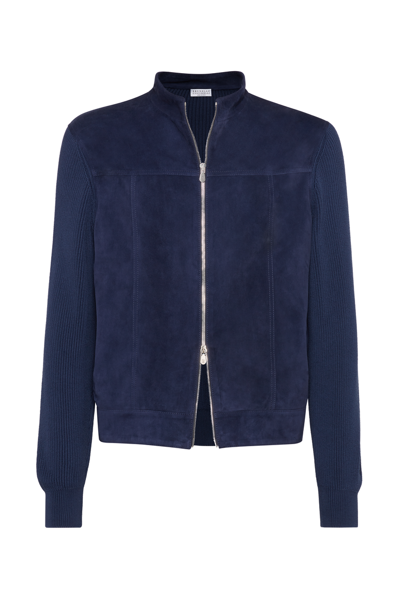 Suede bomber jacket, Main, color, Night