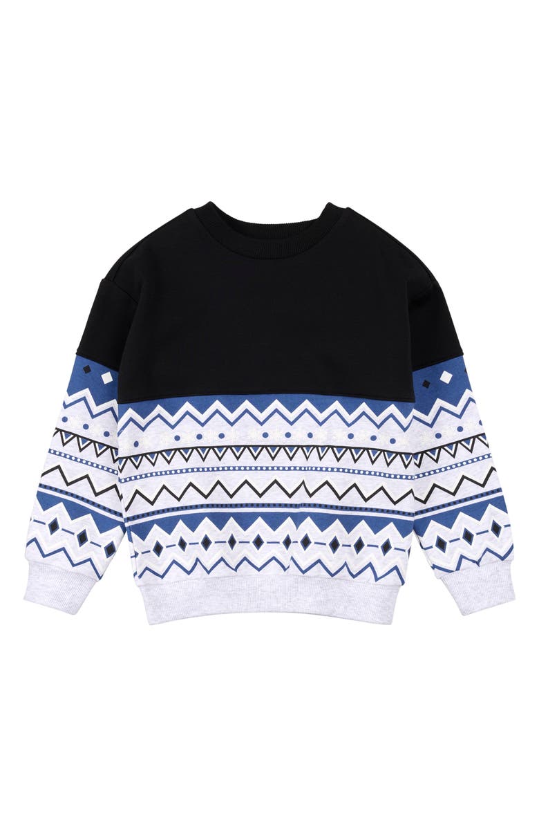 MILES THE LABEL Kids' Glacier Blue Fair Isle Sweater, Main, color, Light Heather Grey