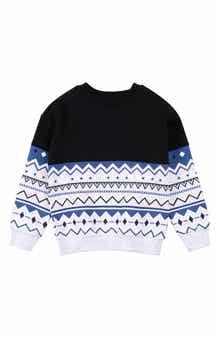 MILES THE LABEL Kids' Glacier Blue Fair Isle Sweater