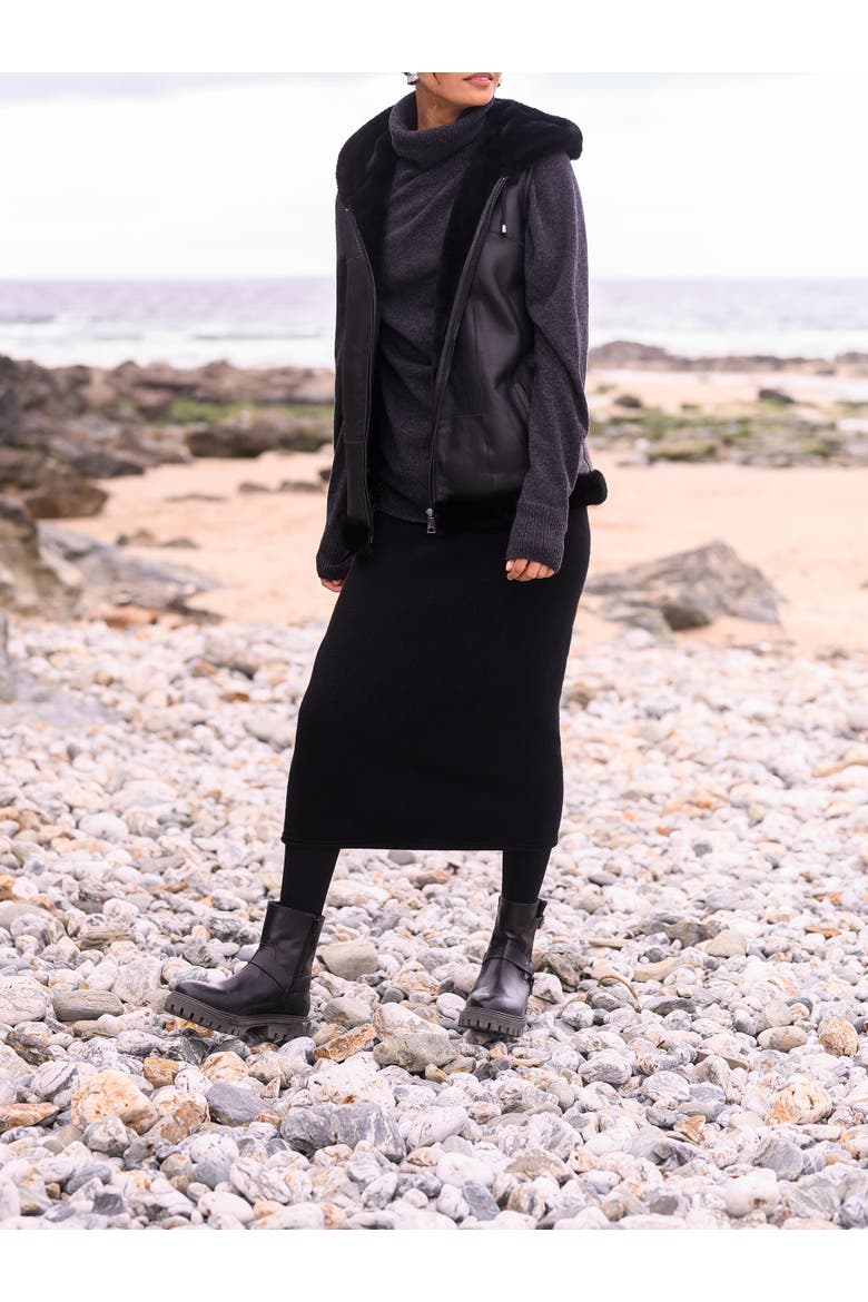 Geelong Wool Midi Skirt, Alternate, color, BLACK