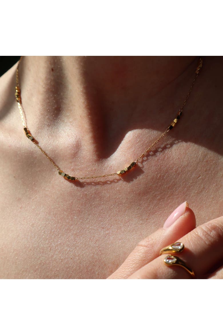 Gold Square Beads Choker, Alternate, color, Gold