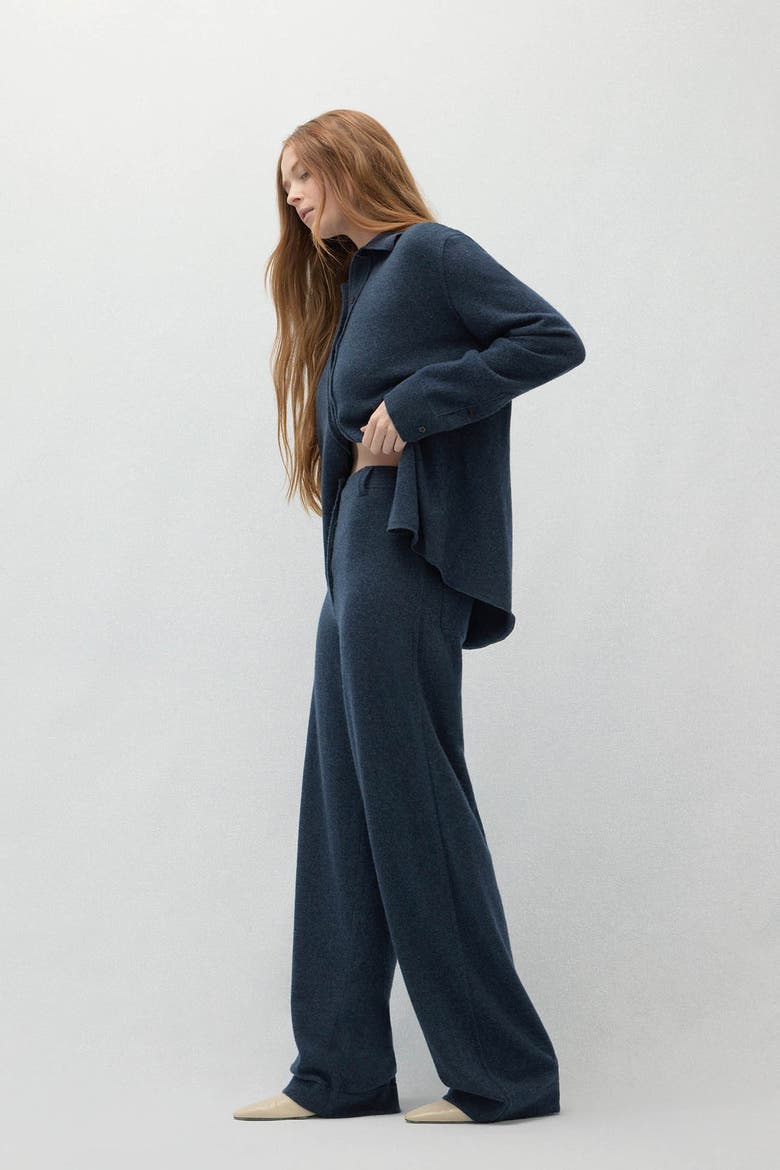 Naples Denim Cashmere Wide Leg Pants, Alternate, color, Indigo