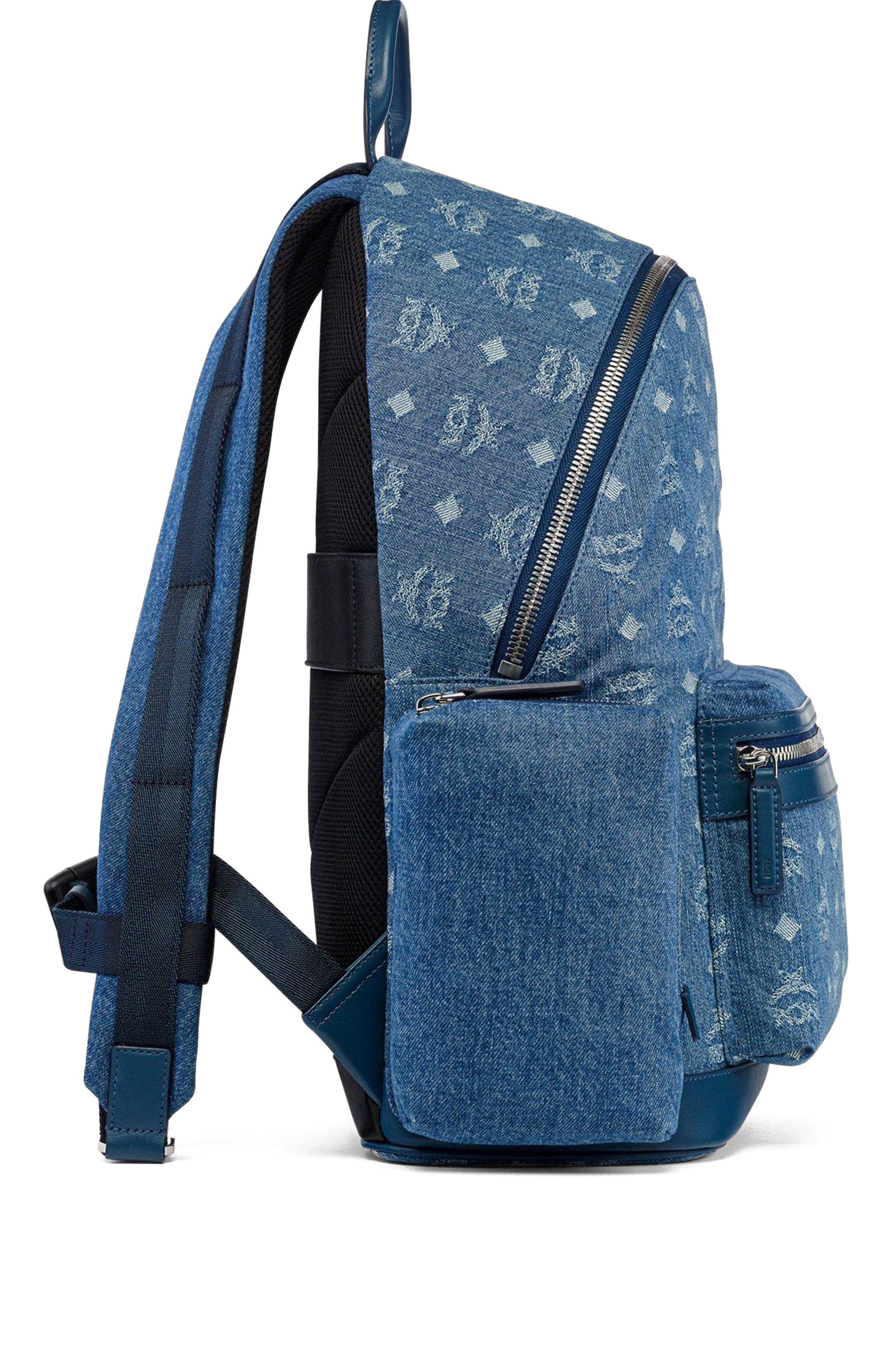 MCM Stark Backpack in Monogram Denim Jacquard, Alternate, color, 