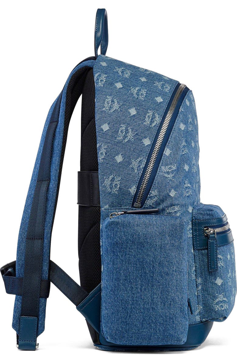 MCM Stark Backpack in Monogram Denim Jacquard, Alternate, color,
