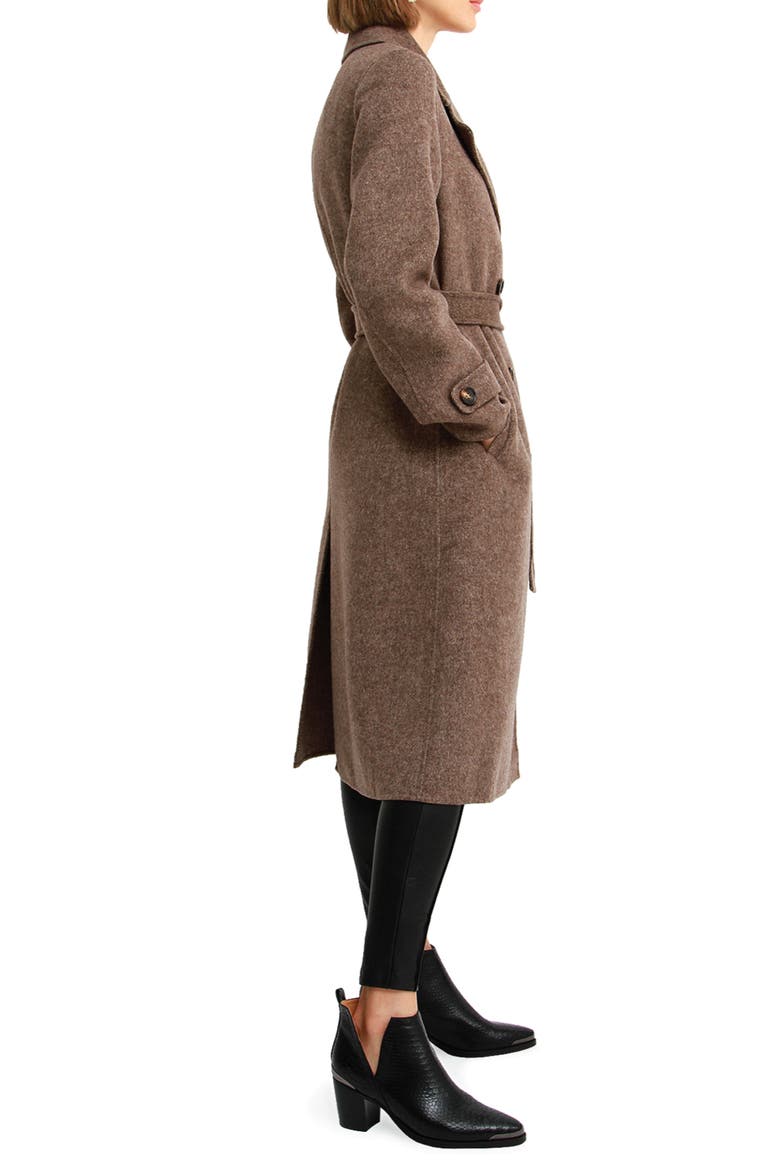 Front Runner Belted Wool Blend Coat, Alternate, color, WALNUT