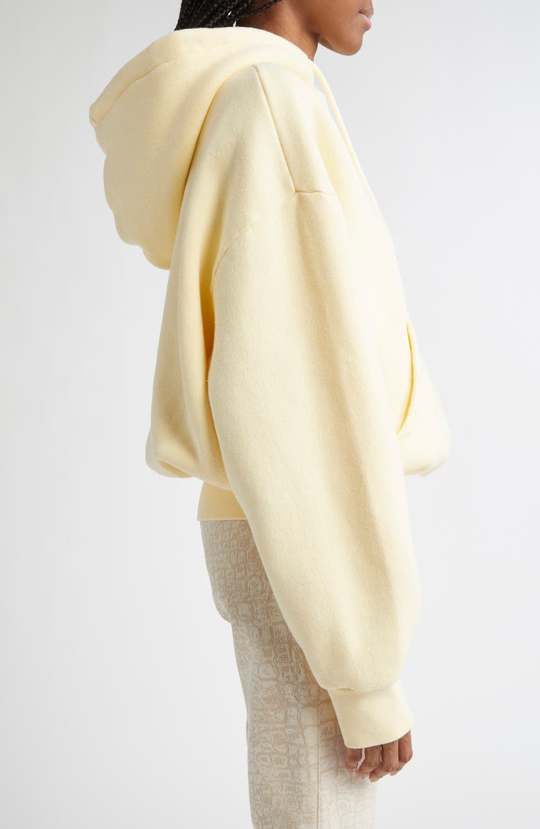 Jacquemus Le Hoodie Corto Embroidered Cotton Fleece Hoodie, Alternate, color, Uni Club Beige