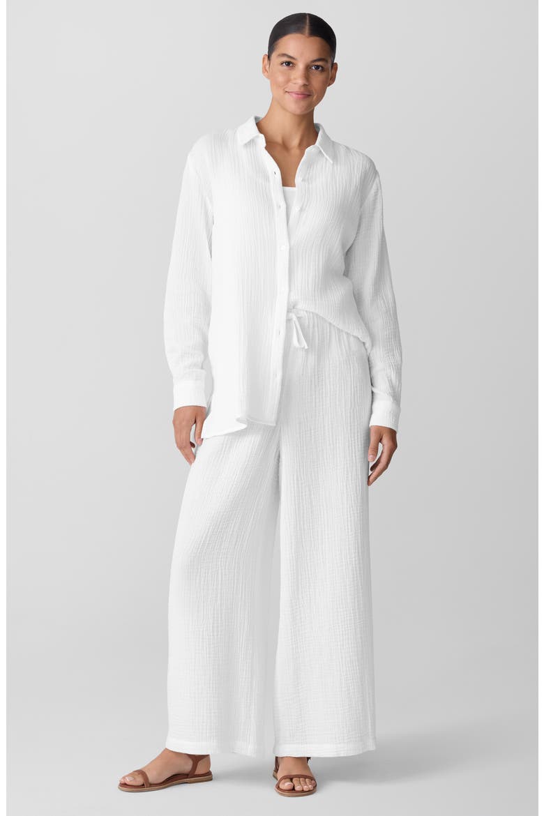 Wide Leg Organic Cotton Ankle Pants, Alternate, color, WHITE