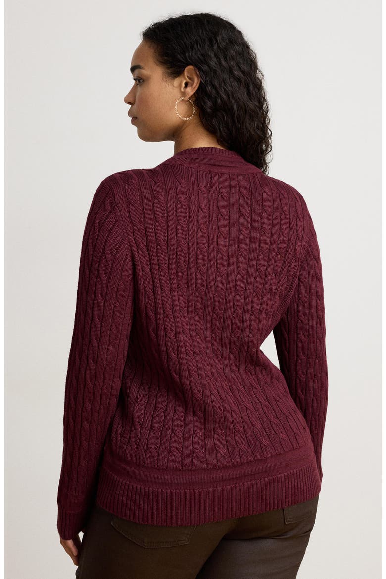 Bright Cable Knit Cotton Blend Sweater, Alternate, color, RED