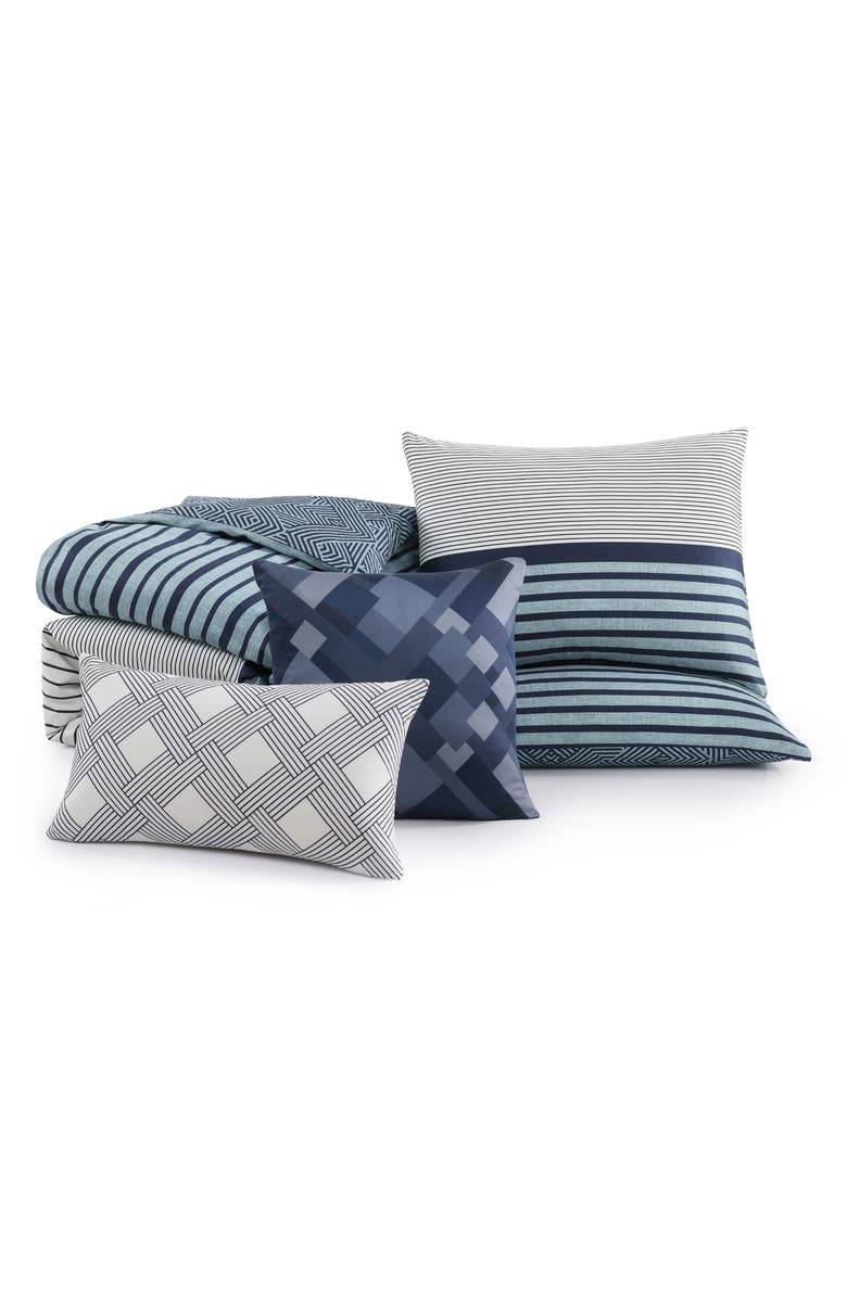 Bebejan Blue Geo Lines 5-Piece Reversible Comforter Set, Alternate, color, Blue