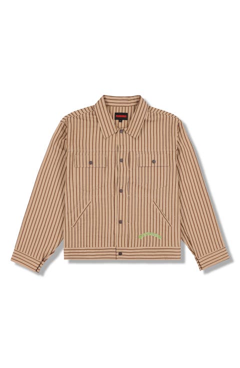 Cat Mirror Stripe Cotton Trucker Jacket