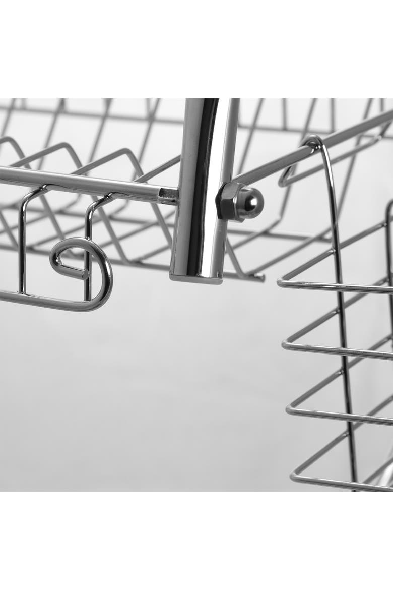 22-Inch Dish Rack with Mug Stand and Cutlery Holder, Alternate, color, Silver