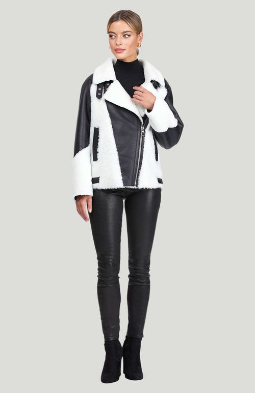 Gorski Shearling Lamb Asymmetrical Zip Jacket In White
