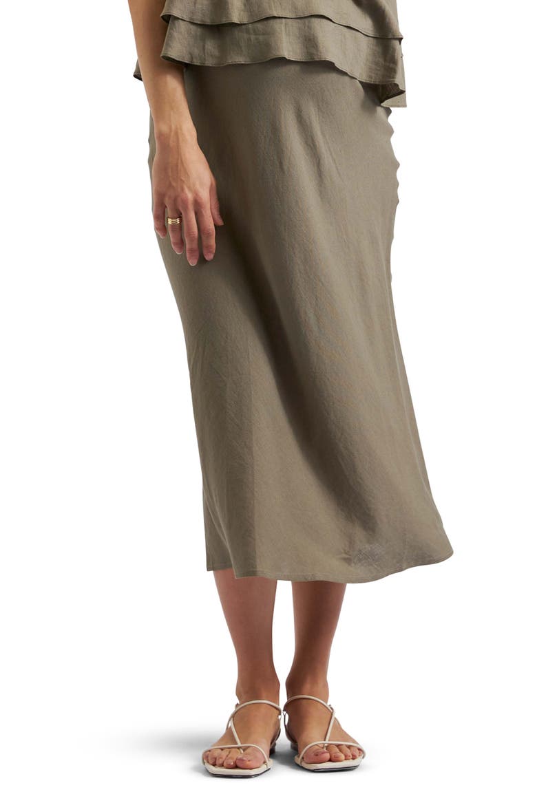 Debbie Linen Skirt, Main, color, OLIVE