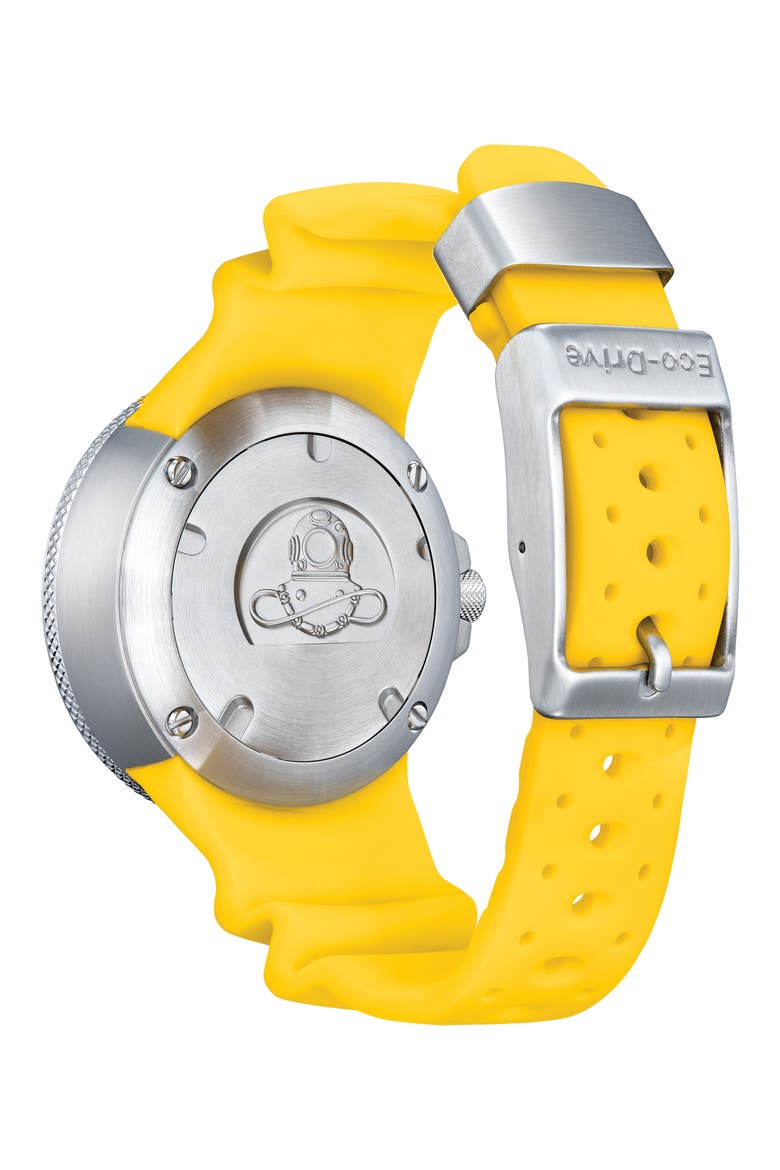 Promaster Dive Ecozilla Polyurethane Strap Watch, 48mm, Alternate, color, NAVY/ YELLOW