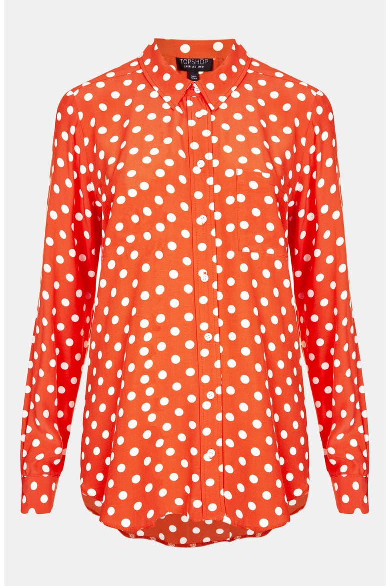 Polka Dot Dolman Shirt, Main, color, ORANGE