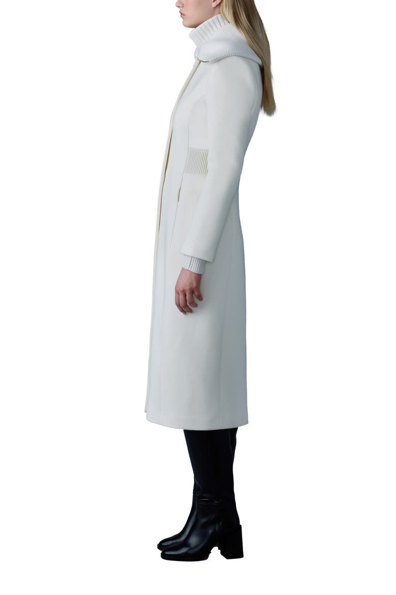 Clarice Leather Trim Wool Coat, Alternate, color, CREAM