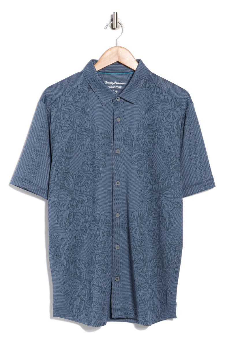 Tommy Bahama Palm Coast Cascade Vines IslandZone<sup>®</sup> Performance Short Sleeve Knit Button-Up Shirt, Alternate, color, Dark Twilight