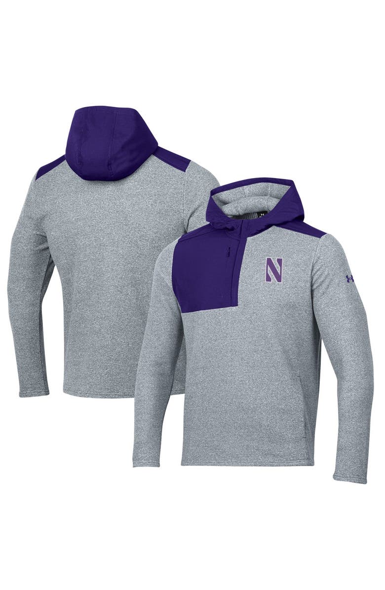Under Armour Men's Under Armour Gray Northwestern Wildcats Survivor Fleece Hoodie Quarter-Zip Jacket, Alternate, color, Gray