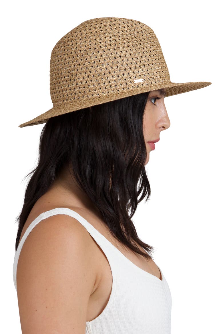 Lillian Packable Straw Fedora, Alternate, color, CAMEL/ GOLD