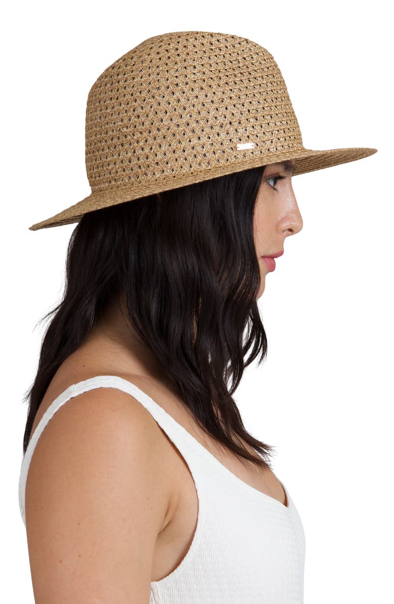 Eugenia Kim Lillian Packable Straw Fedora, Alternate, color, Camel/ Gold