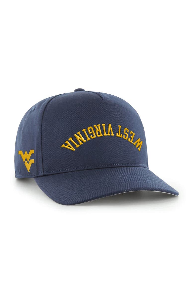 '47 Men's '47 Navy West Virginia Mountaineers Flip Script Hitch Adjustable Hat, Main, color,