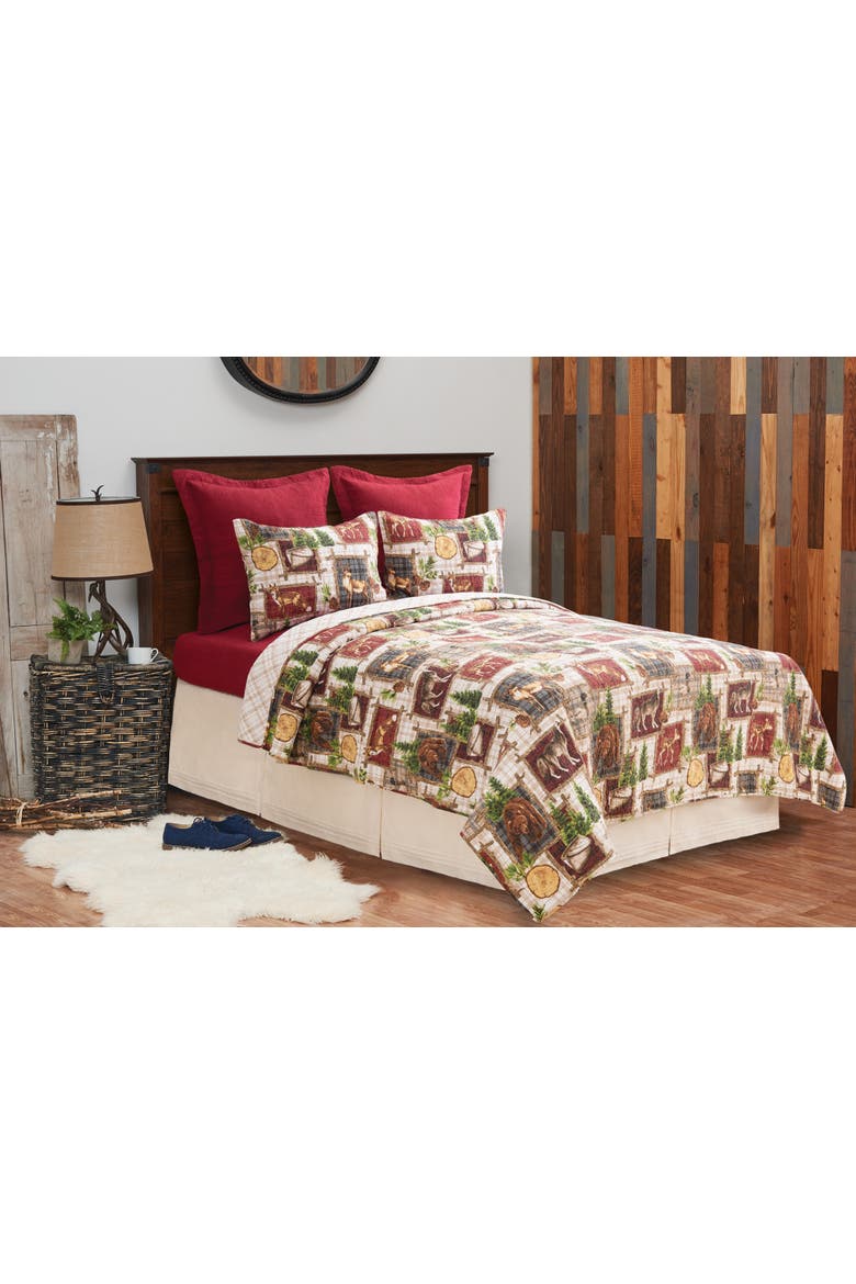 Bryson Retreat Cotton Quilt Set  - Reversible and Machine Washable, Alternate, color, Red