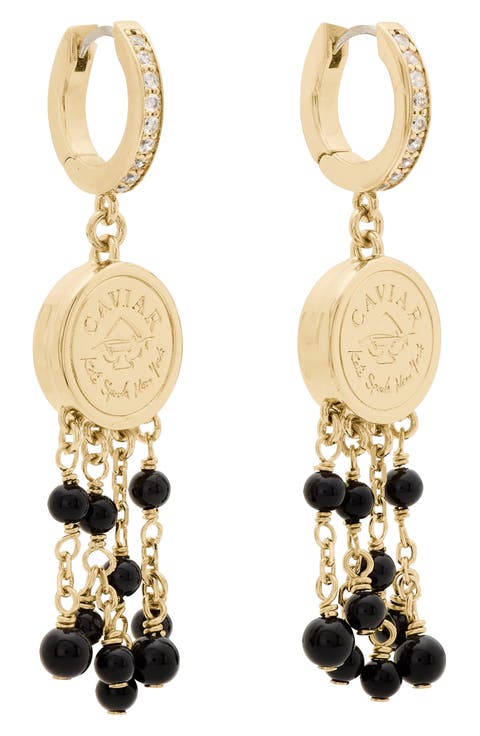 Caviar Drop Huggie Earrings