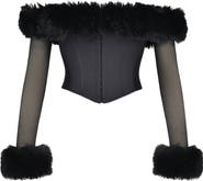 HOUSE OF CB Merle Faux Fur Off the Shoulder Crop Corset