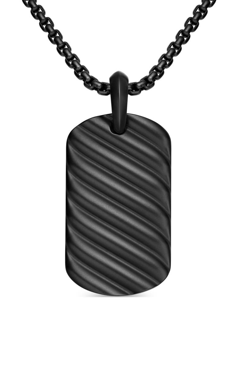 David Yurman Men's Sculpted Cable Dog Tag Pendant, Main, color, Black Titanium
