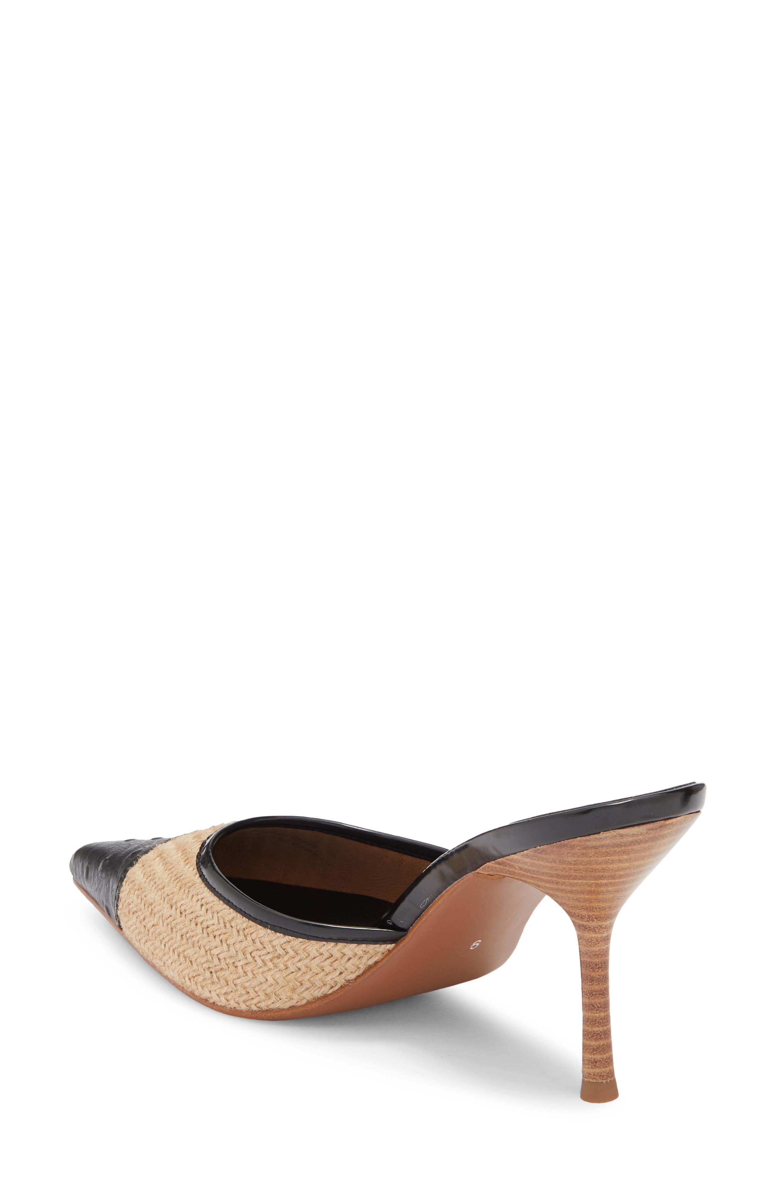 Jeffrey Campbell Parse Pointed Cap Toe Mule, Alternate, color, Tan Jute Black Ostrich