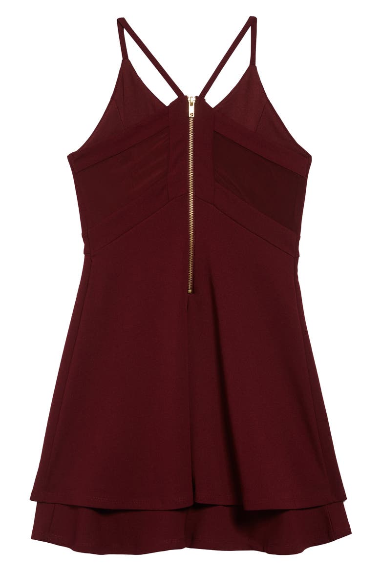 Illusion Back Skater Dress, Alternate, color, WINE