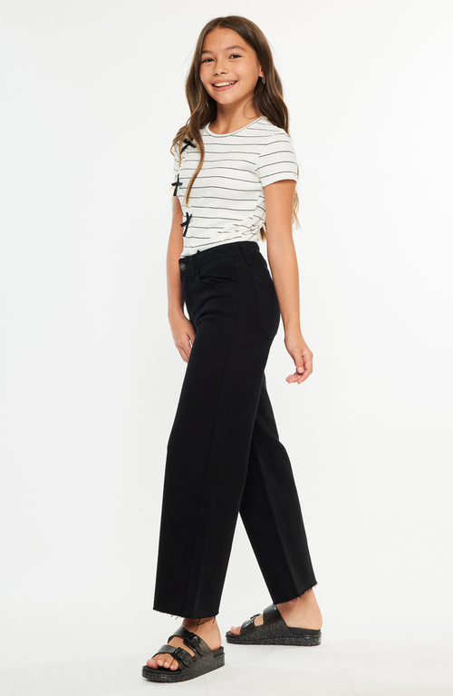 Kancan Berlin High Rise Crop Wide Leg Jeans In Black