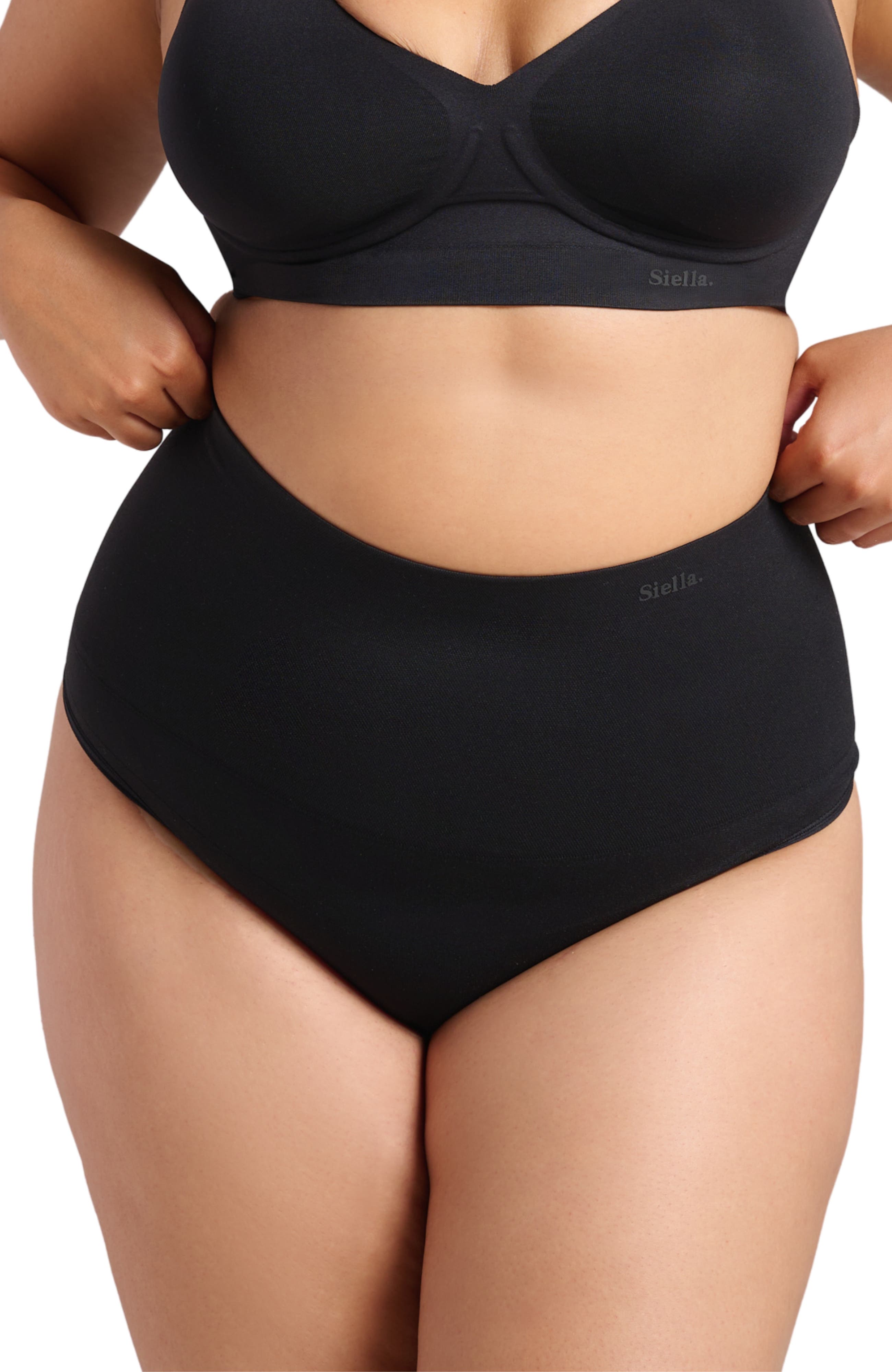 Siella Sculpt High Waist Shaping Thong In Black