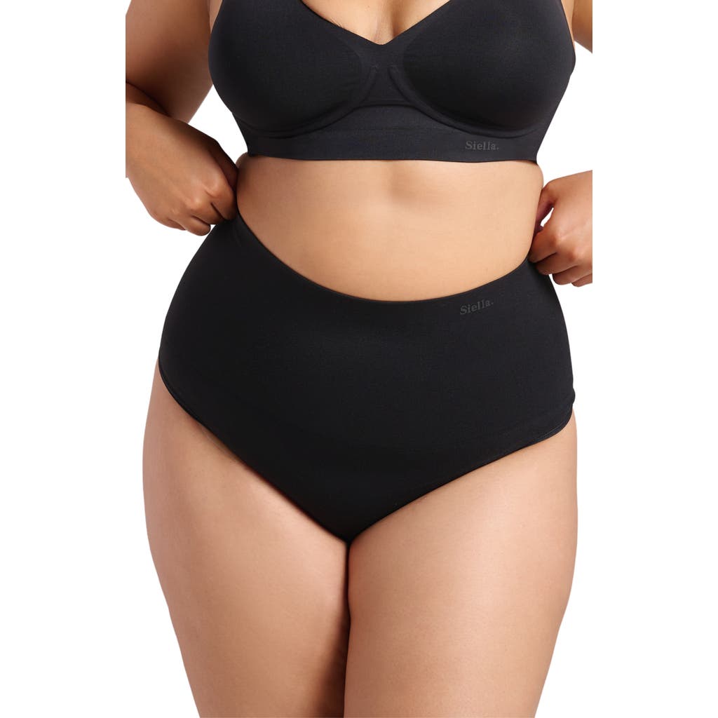 Siella Sculpt High Waist Shaping Thong In Black