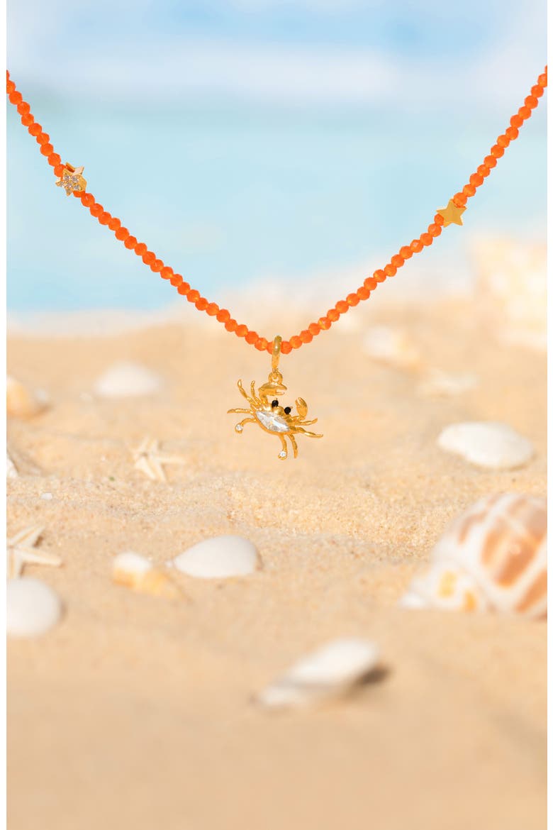Crab Beaded Necklace, Alternate, color, GOLD