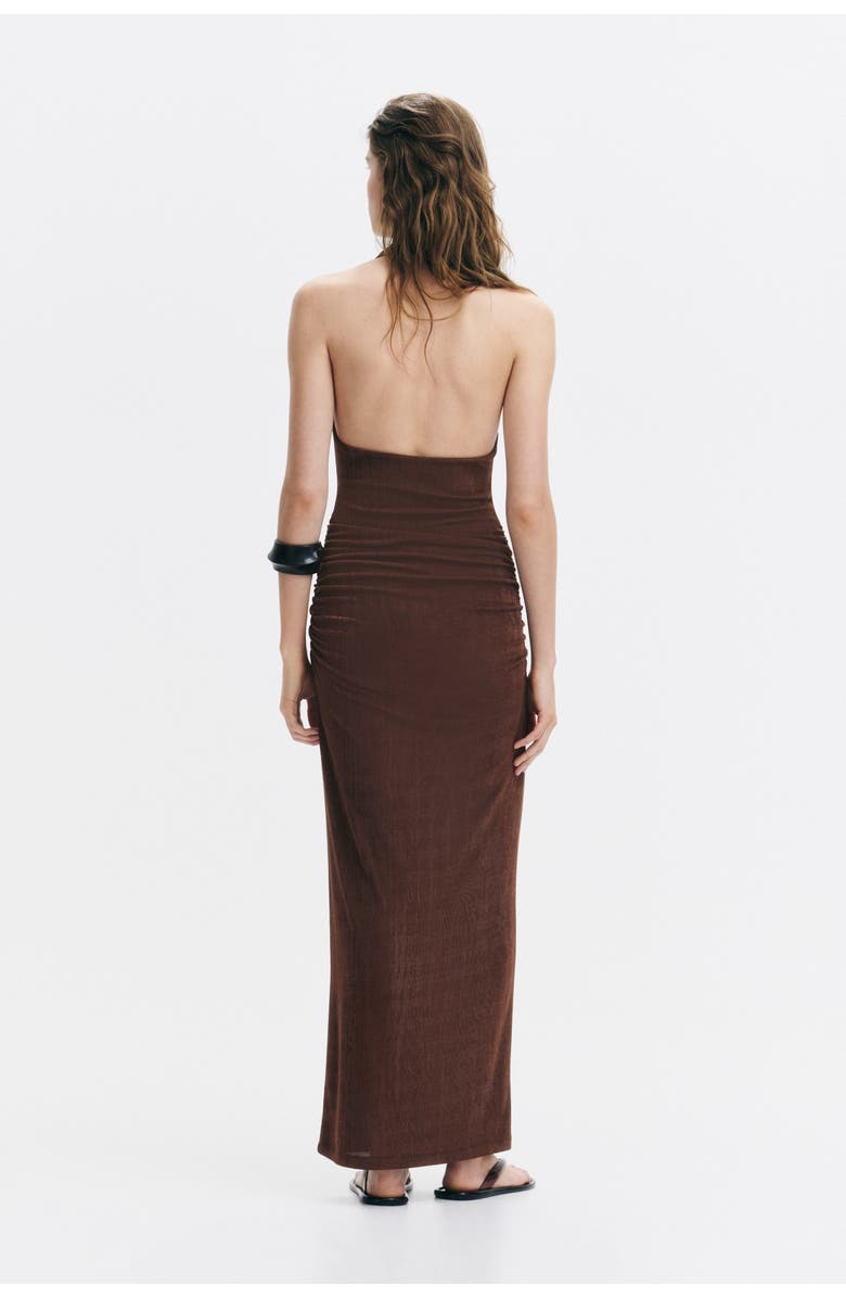 H&M Cowl-neck Halterneck Dress, Alternate, color, Brown