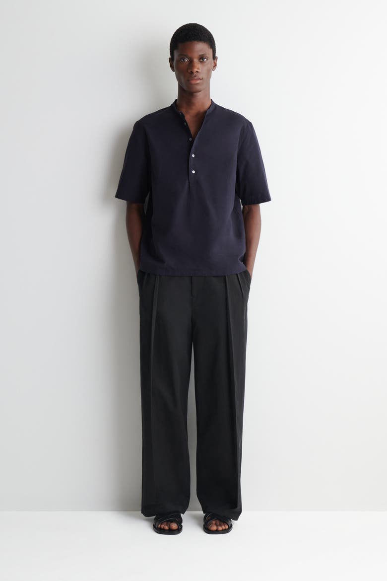 Cotton Henley Shirt, Alternate, color, NAVY