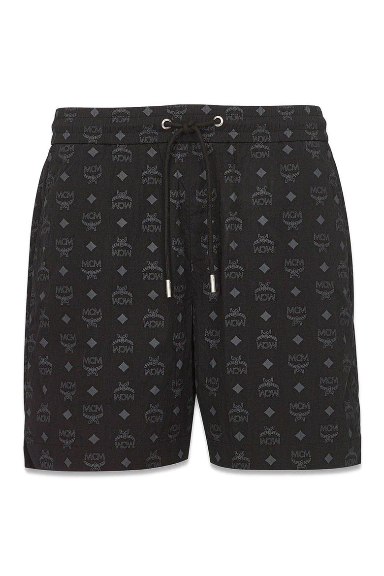 Monogram Print Shorts in ECONYL®, Alternate, color, Black