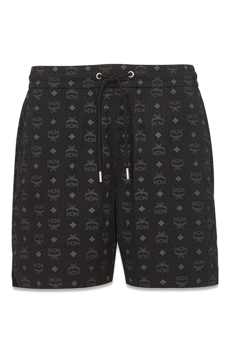 MCM Monogram Print Shorts in ECONYL<sup>®</sup>, Alternate, color, Black