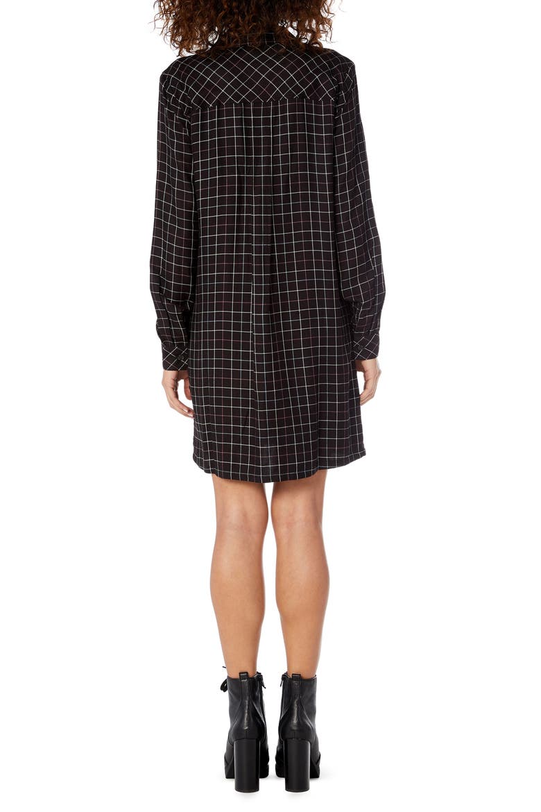 Plaid Henley Shirtdress, Alternate, color, BLACK