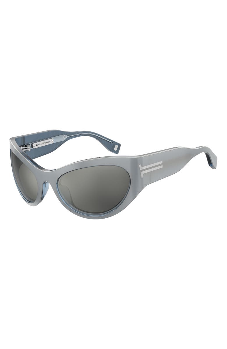 Marc Jacobs 61mm Wrap Cat Eye Sunglasses, Alternate, color, Silver/ Silver Mirror