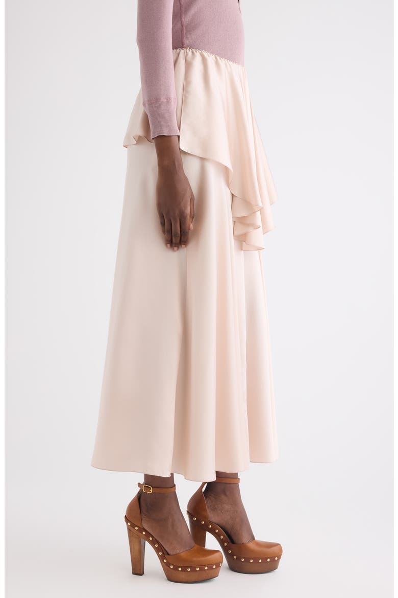Fluid Washed Silk Satin Layered Midi Skirt, Alternate, color, ROSE DUST