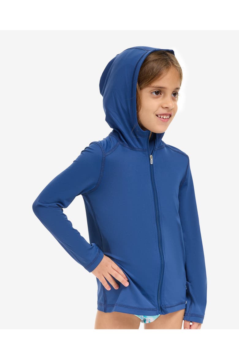 Kid's Long Sleeve Full Zip Hoodie Top with Sun and UV Protection, Alternate, color, Navy