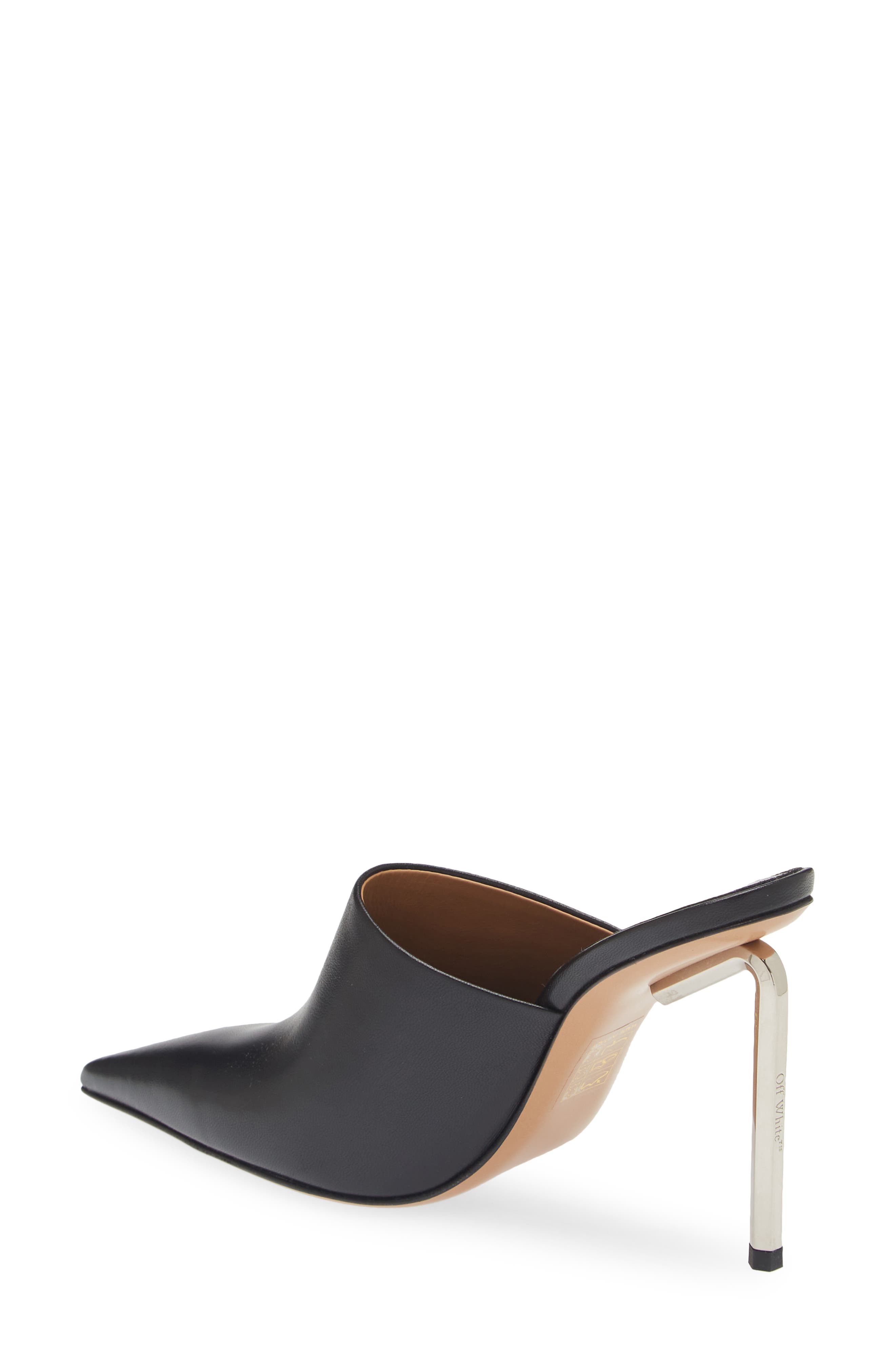 Off-White Allen Heel Pointed Toe Mule, Alternate, color, Black/ Silver