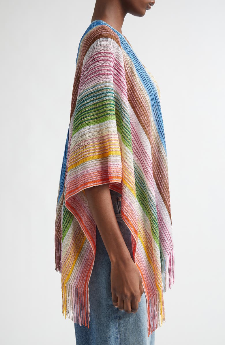 Missoni Stripe Fringe Trim Cape, Alternate, color, 0001 White Multi