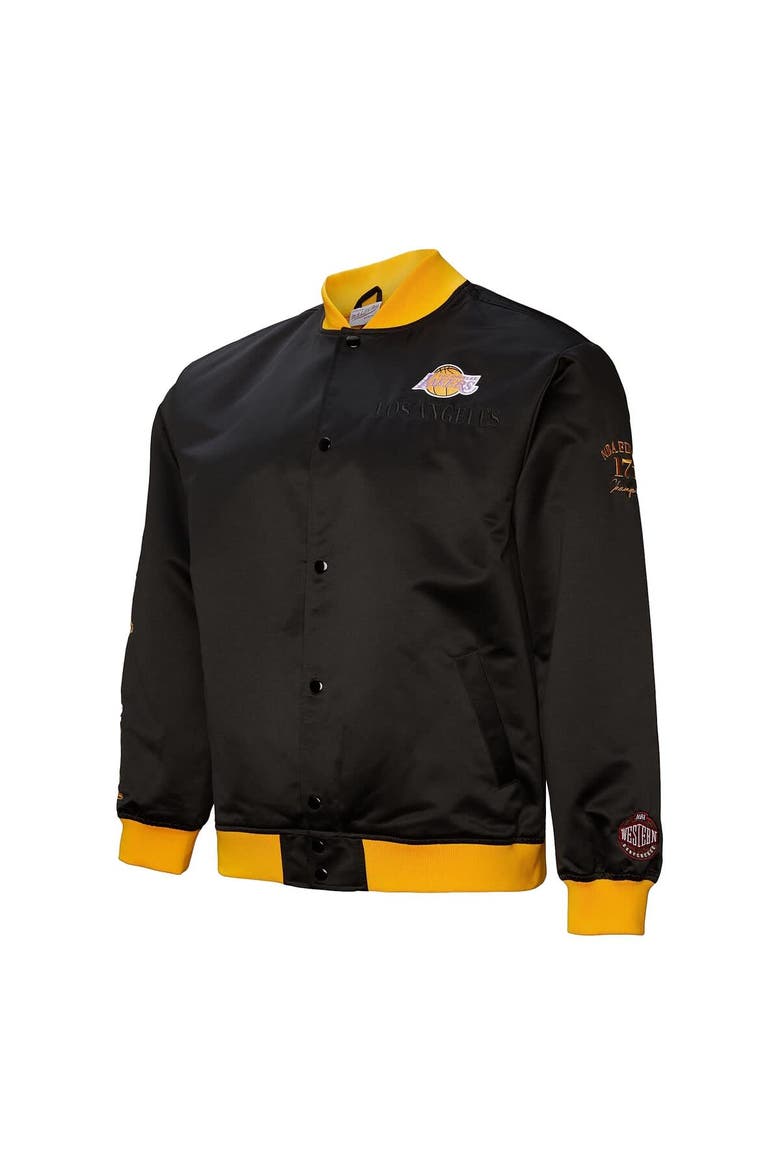 Men's Mitchell & Ness Black Los Angeles Lakers Hardwood Classics Team OG 3.0 Lightweight Satin Full-Snap Jacket, Alternate, color, Black