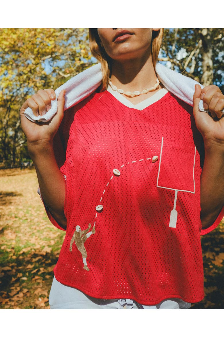 'Doink!' ~ Relaxed Crop Cut, Alternate, color, Red