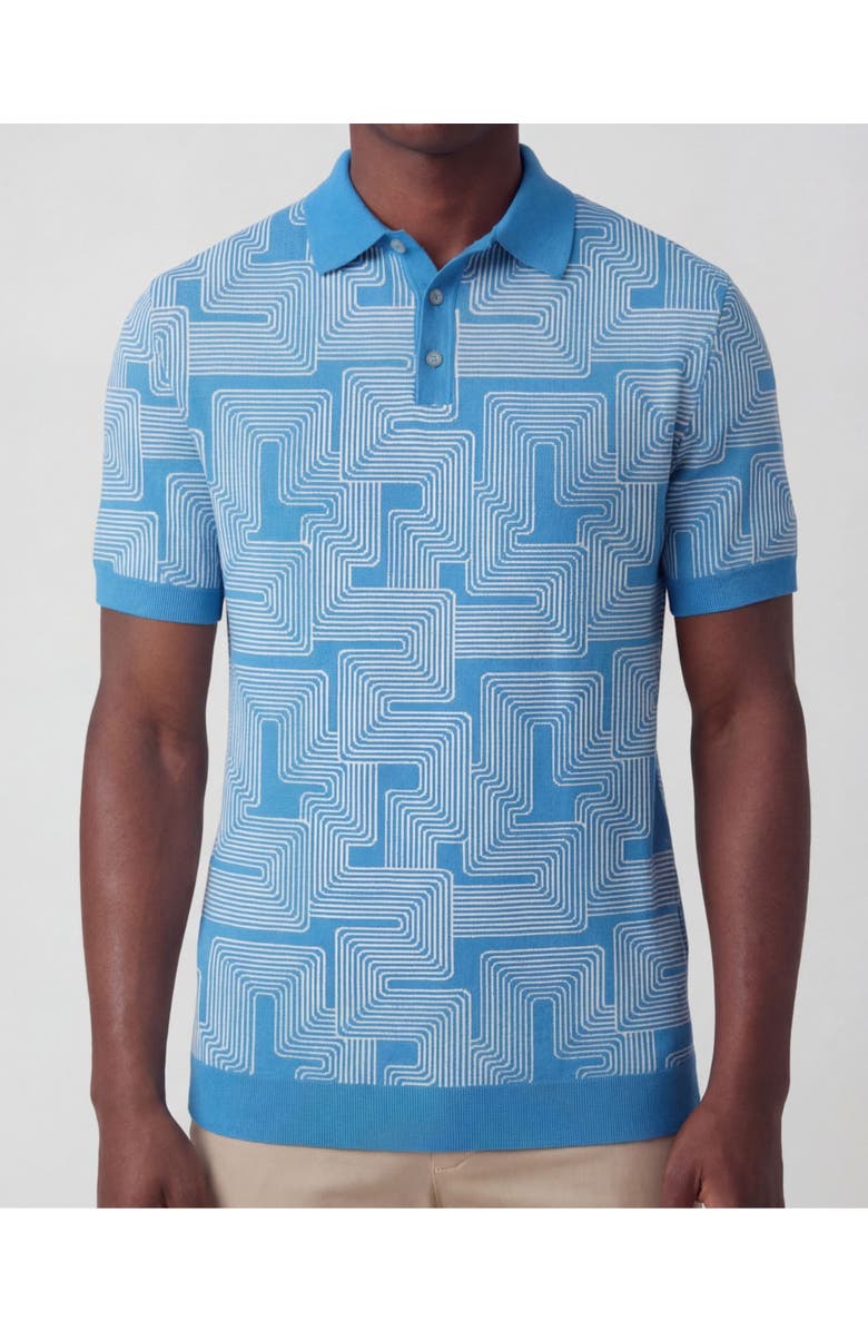 Lords of Harlech Inter Twine Mens Merino Silk Cashmere Polo, Alternate, color, Inter Twine Blue