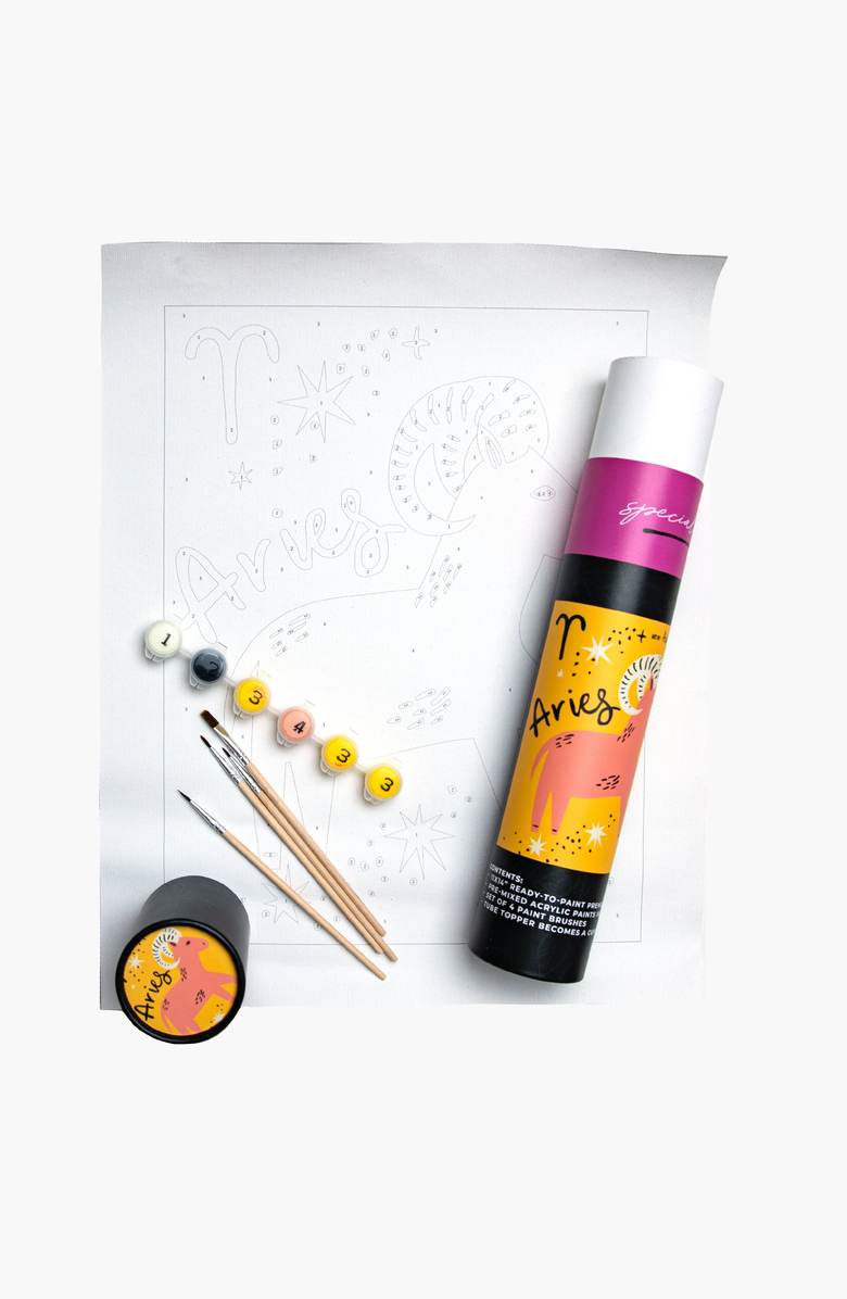 Pink Picasso Kits Special Edition Zodiac Aries Paint by Numbers Kit, Alternate, color, Yellow / Peach